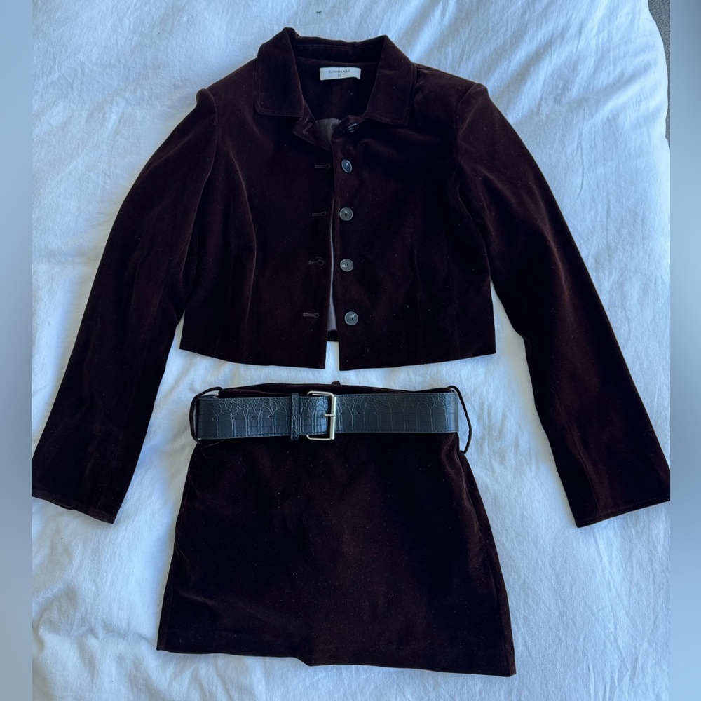 Commense Brown Blazer and Skirt Set
